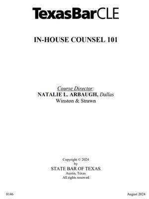 cover image of In House Counsel 101 2024